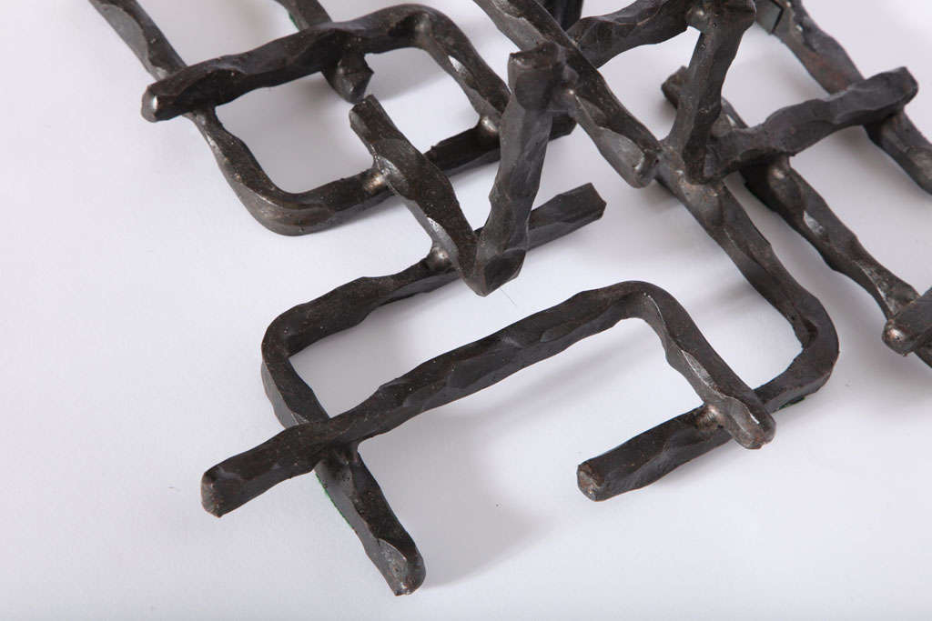 A 1960's Brutalist Iron Lamp signed Fantoni 4