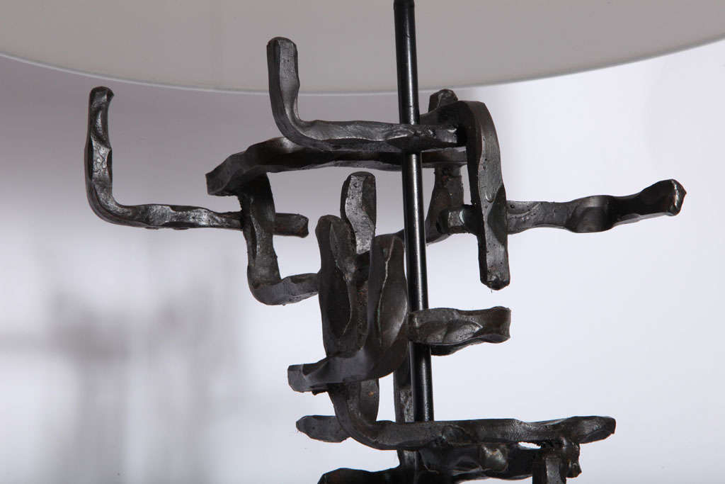 A 1960's Brutalist Iron Lamp signed Fantoni 6