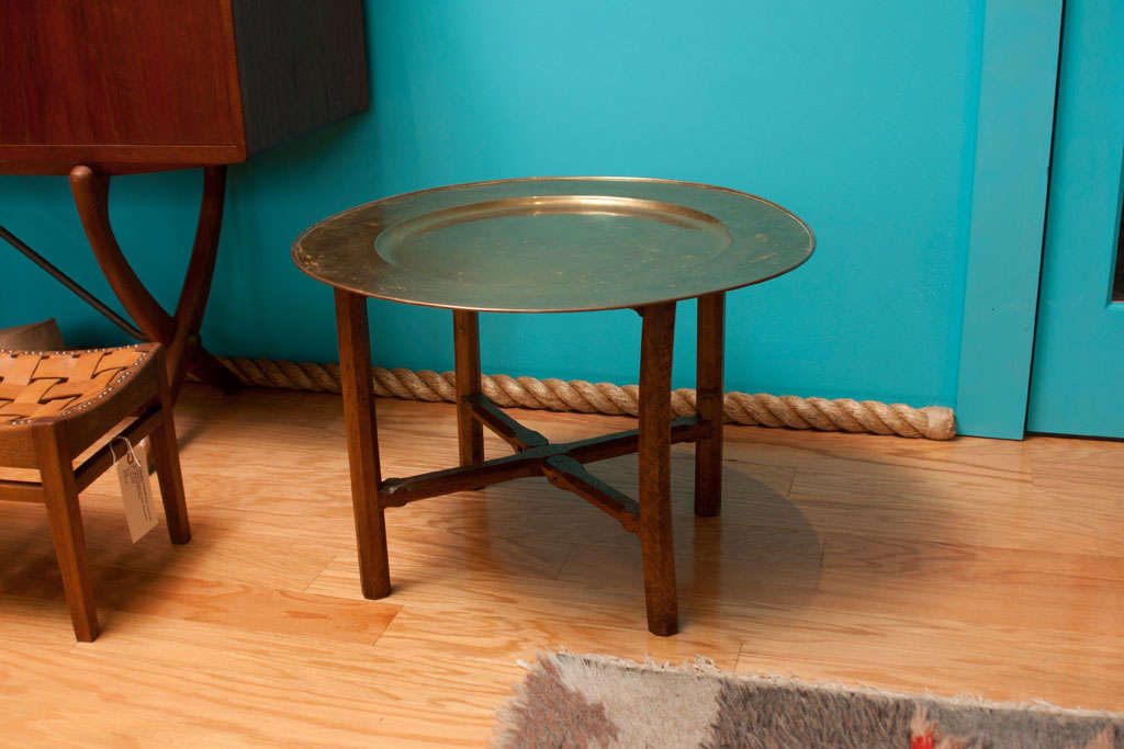 Arts and Crafts Oak and Brass Tray Table Attributed to Gordon Russell For Sale