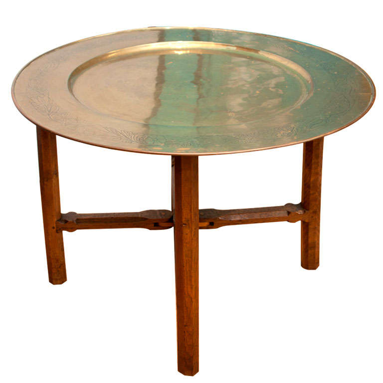 Oak and Brass Tray Table Attributed to Gordon Russell For Sale