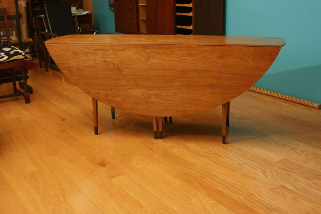 Walnut Oval Drop-Leaf Table by Edward Wormley