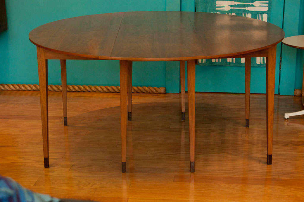 American Walnut Oval Drop-Leaf Table by Edward Wormley For Sale