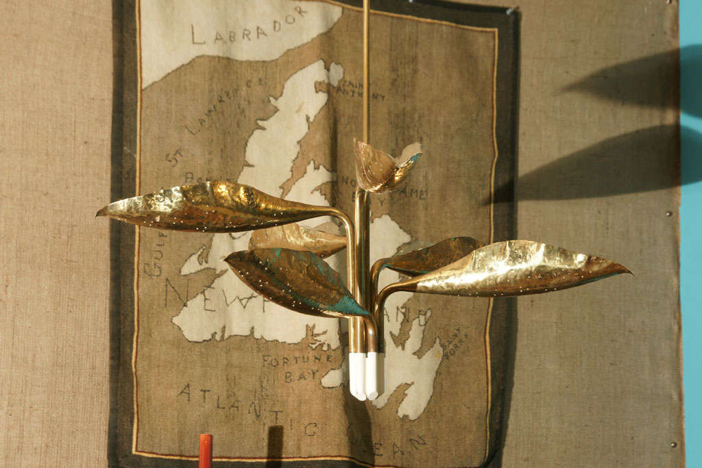 Brass Hanging Lamp with Six Adjustable fixtures, by Angelo Lelli