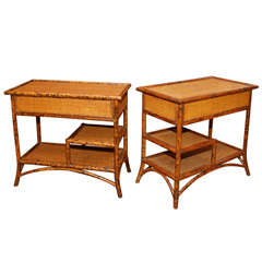 Pair Bamboo End Tables