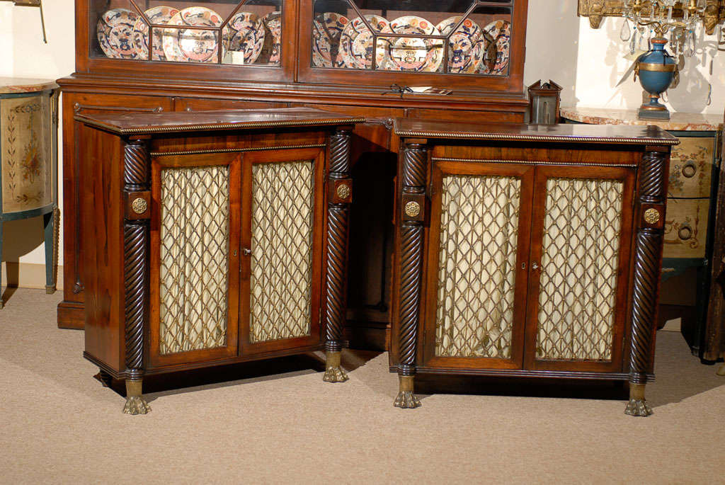 Pair of Fine Early 19th Century Regency Rosewood Side Cabinets