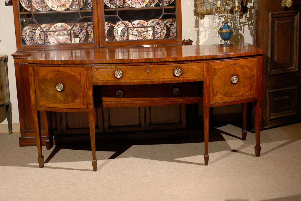 George III Mahogany Bow Front Sideboard with Inlay