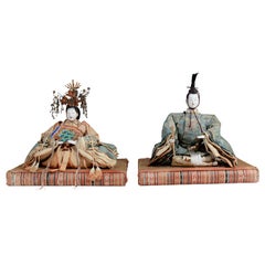 Antique Japanese Emperor and Empress Figures; Edo Period