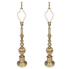 Beautiful Pair of Brass Hollywood Regency Lamps by Stiffel