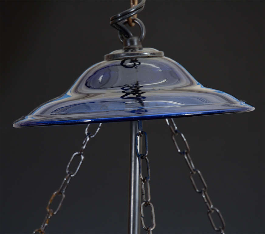 Belgian Turn of the Century Val St. Lambert  Colored Glass Bell Lantern