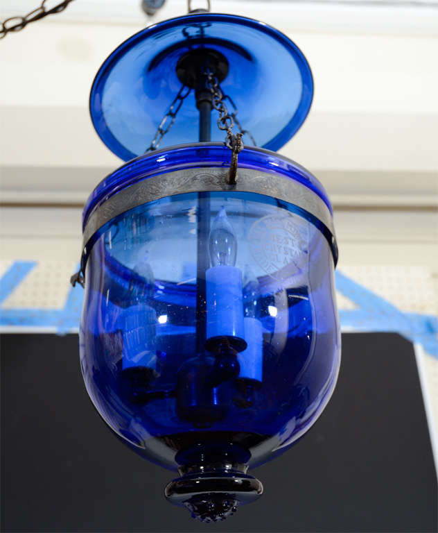 Turn of the Century Val St. Lambert  Colored Glass Bell Lantern 2