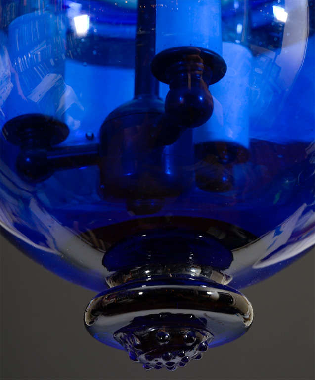 Turn of the Century Val St. Lambert  Colored Glass Bell Lantern 3