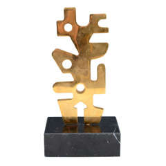 Vintage Abstract  Brass & Marble Sculpture by Guido Peter Brink
