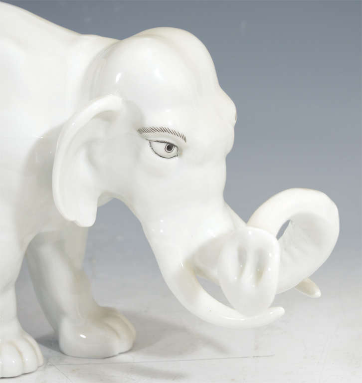 Japanese White Porcelain Elephant; Meiji Period In Good Condition For Sale In New York, NY
