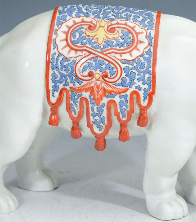 20th Century Japanese White Porcelain Elephant; Meiji Period For Sale