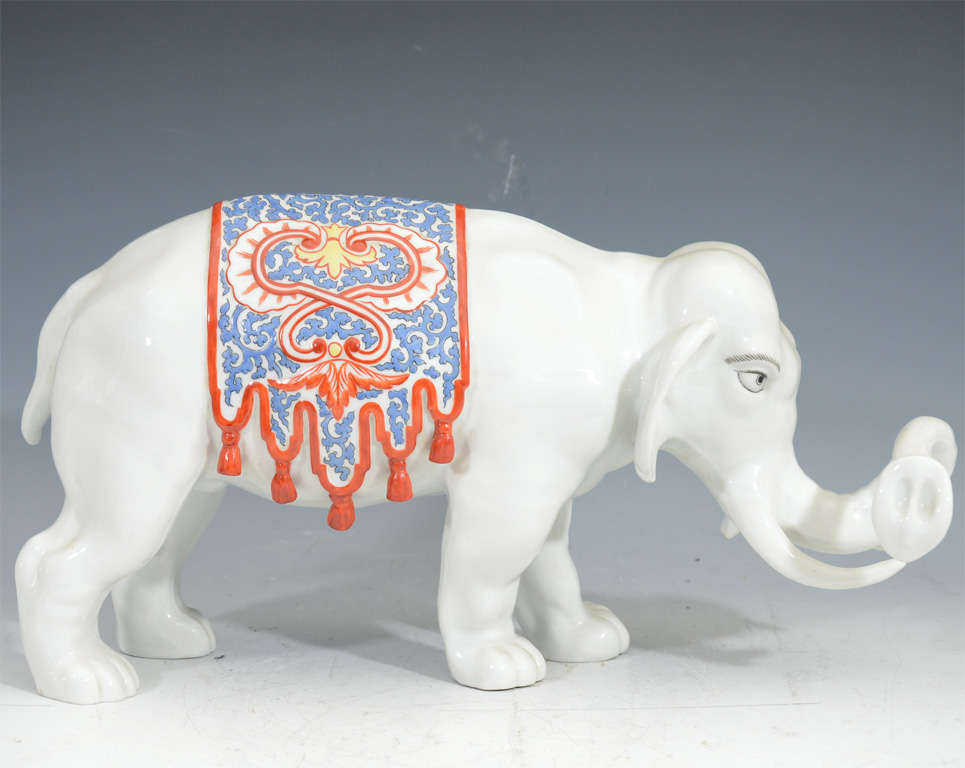 Japanese White Porcelain Elephant; Meiji Period For Sale 1