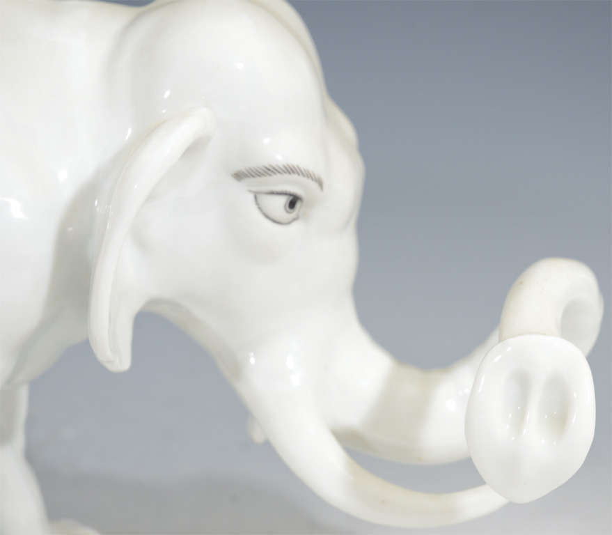 Japanese White Porcelain Elephant; Meiji Period For Sale 2