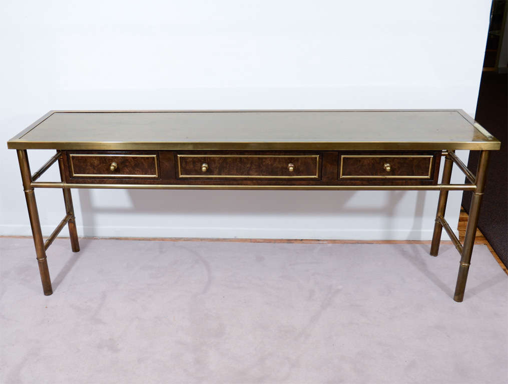 Mid Century Mastercraft Console Table in Brass and Amboyna
