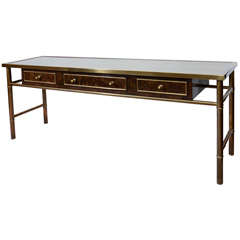 Mid Century Mastercraft Console Table in Brass and Amboyna