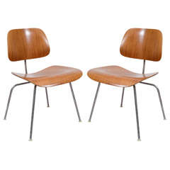 Set of 5  Mid Century Eames for Herman Miller Walnut DCM Chairs