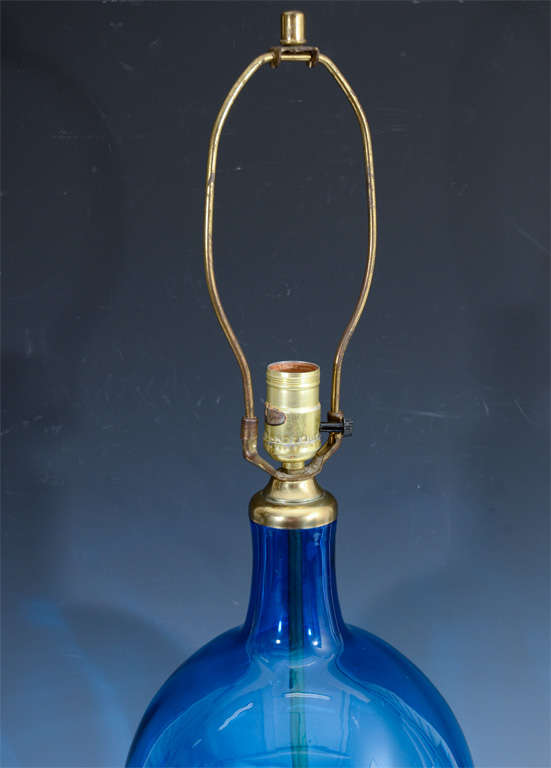 American A Midcentury Pair of Blenko Handblown Glass Table Lamps