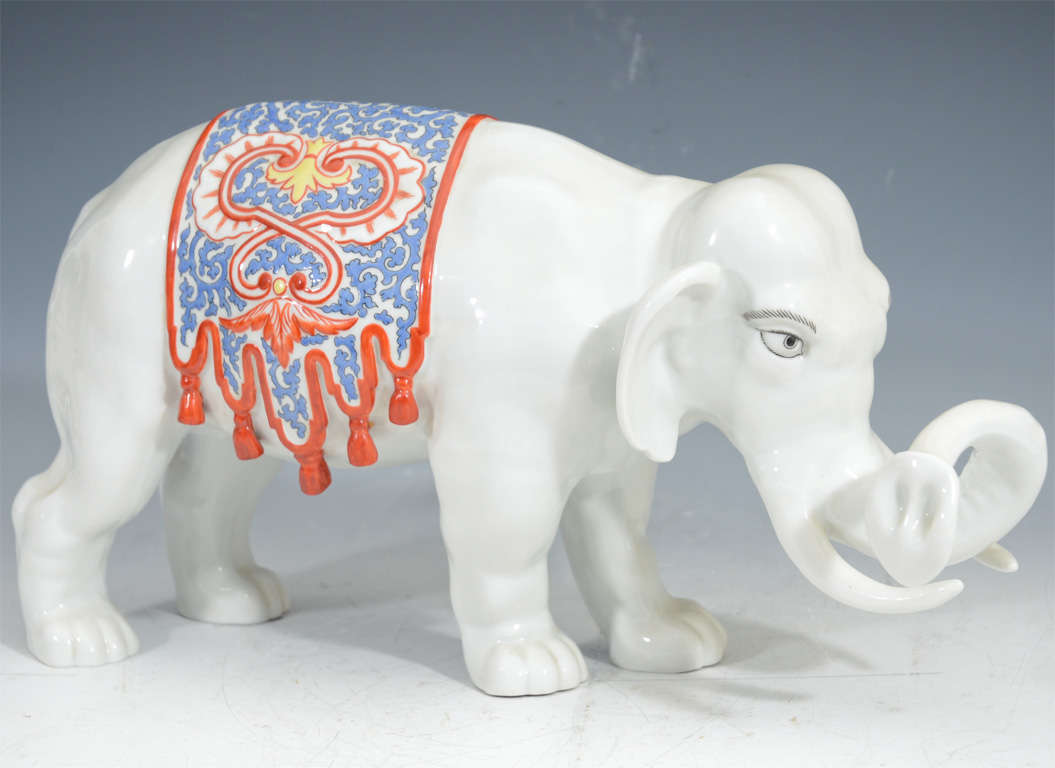 Japanese White Porcelain Elephant; Meiji Period For Sale at 1stDibs