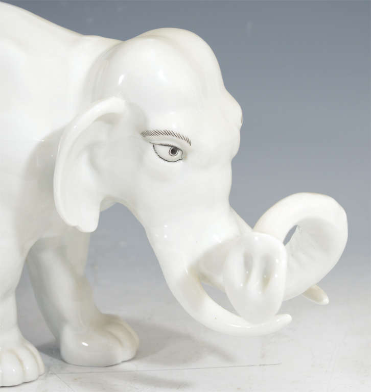 Japanese White Porcelain Elephant; Meiji Period For Sale at 1stDibs