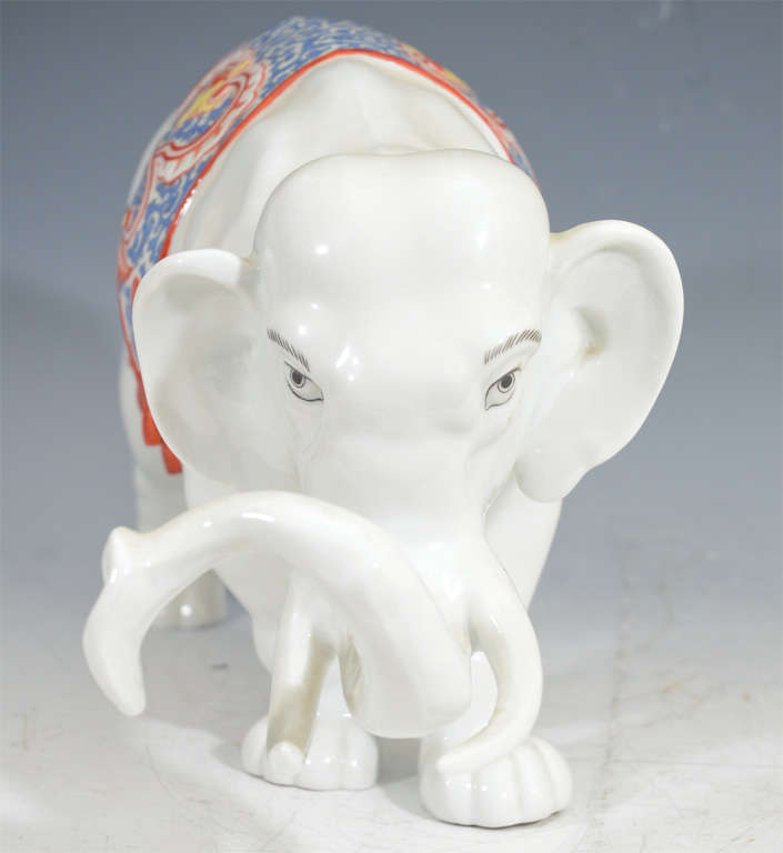 Japanese White Porcelain Elephant; Meiji Period For Sale at 1stDibs