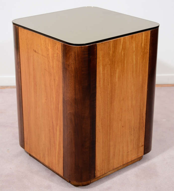 Pair of Art Deco Gold-Tone Mirror Top Side Tables