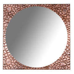 Round Mirror with Rusticated Copper Frame 5