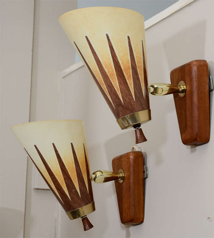 Brass A Pair of Mid Century Articulated Modern Sconces