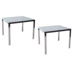 Pair of Mid Century Tables by Milo Baughman w/ Black Mesh Tops