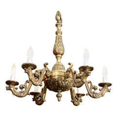 Antique 19th Century Bronze Chandelier with Phoenix Motif