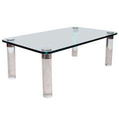 Mid Century Glass and Lucite Coffee Table Attributed To Pace
