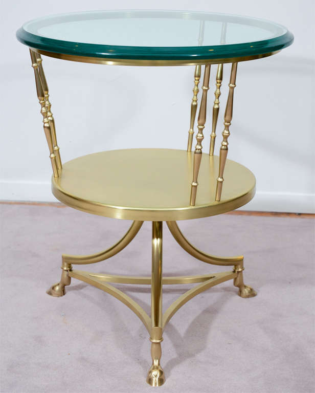 Mid Century Brass and Glass Occasional Table by Mastercraft