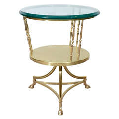 Mid Century Brass and Glass Occasional Table by Mastercraft