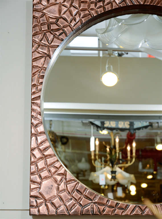Round Mirror with Rusticated Copper Frame at 1stDibs copper framed