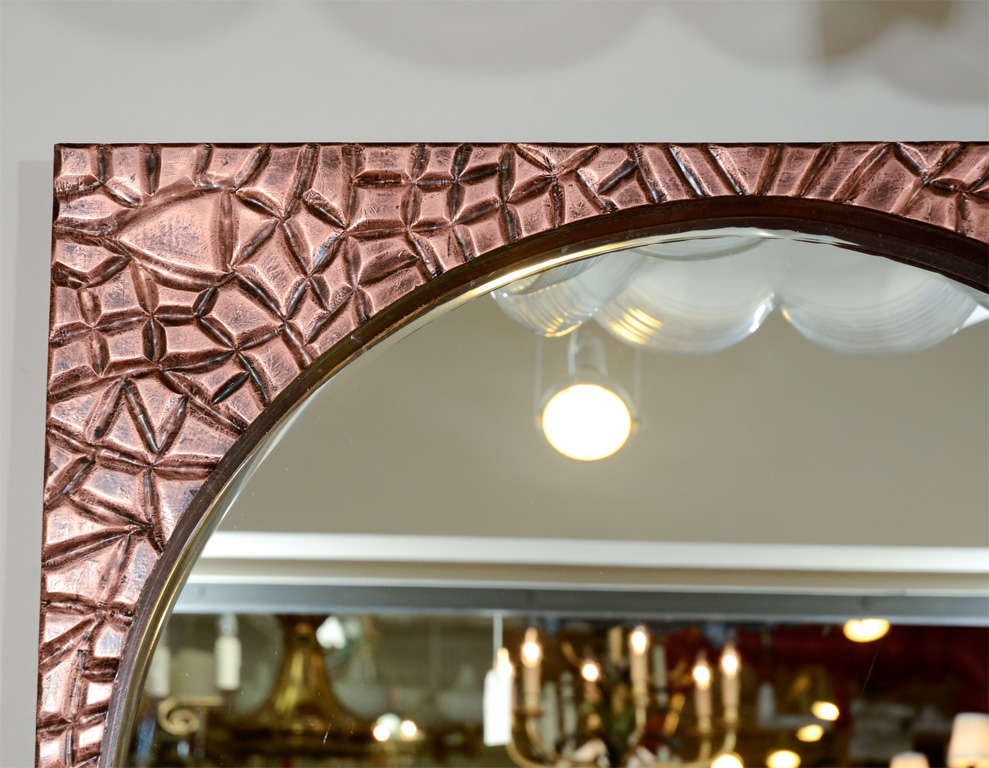 Round Mirror with Rusticated Copper Frame at 1stDibs copper framed