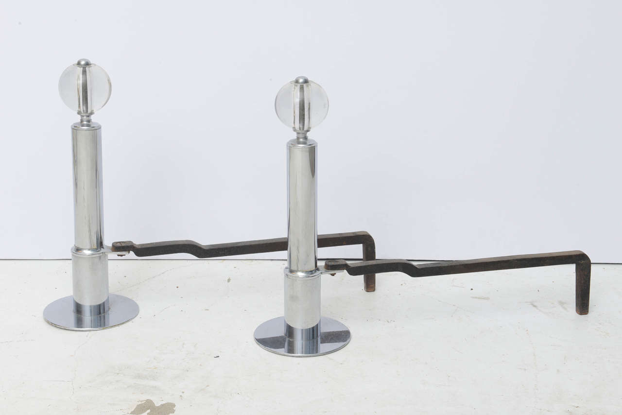20th Century Art Deco Andirons with Fender Attributed to Donald Deskey