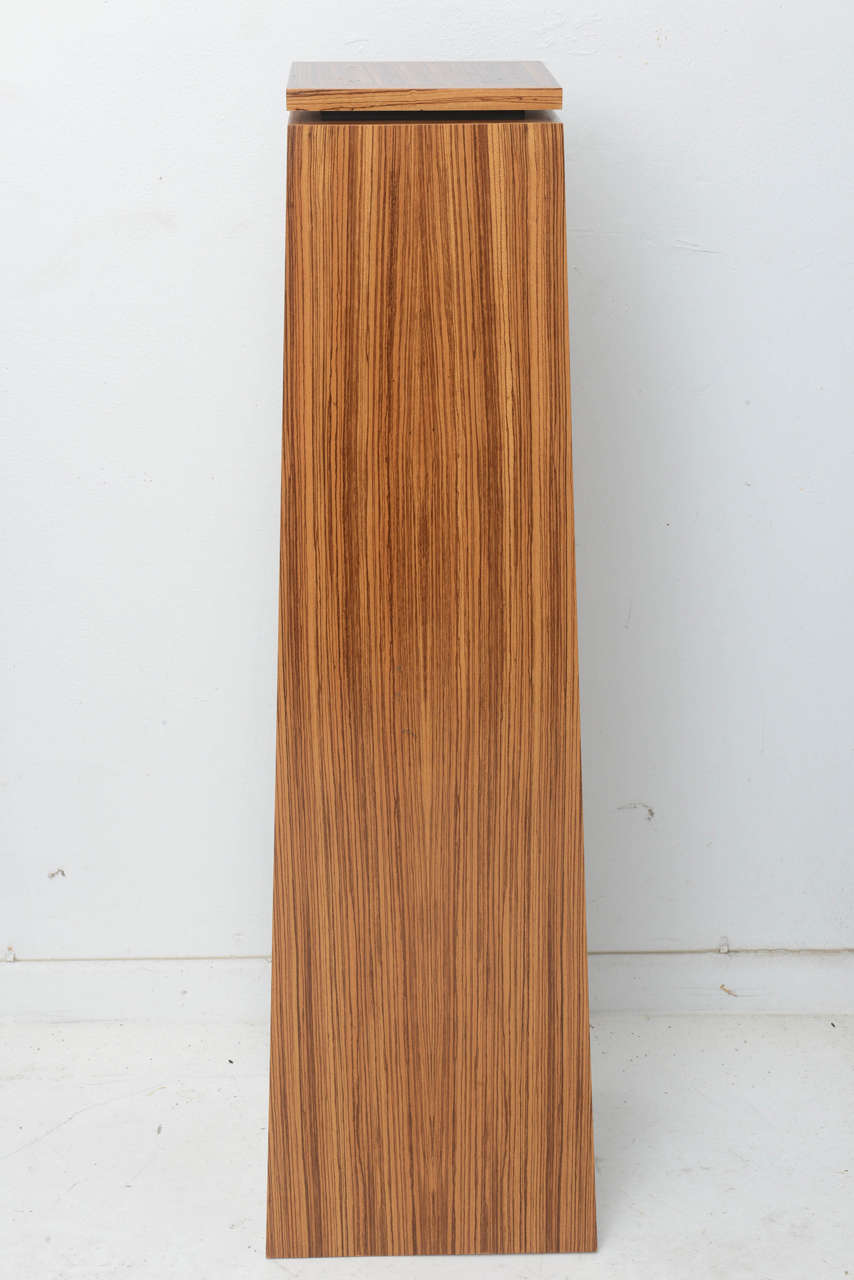 Obelisk Form, Art Deco Style Pedestal in Zebrano Wood In Excellent Condition In West Palm Beach, FL