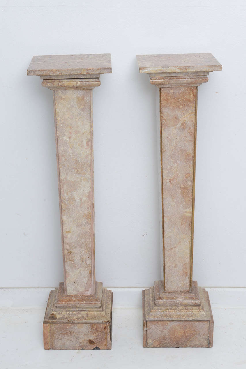 Pair of 18th Century, Neoclassical, Louis XVI Style, Italian, Marble Pedestals In Good Condition In West Palm Beach, FL