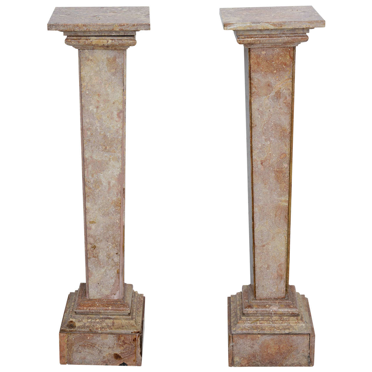 Pair of 18th Century, Neoclassical, Louis XVI Style, Italian, Marble Pedestals