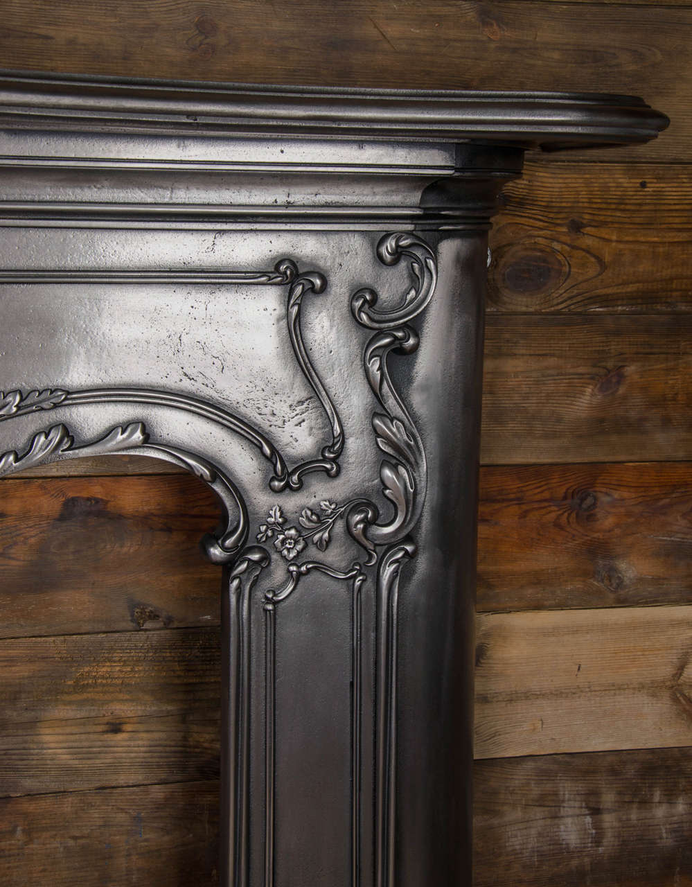 British Louis XV Style Polished Cast Iron Fireplace Surround