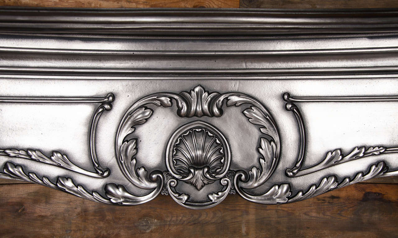 Louis XV Style Polished Cast Iron Fireplace Surround In Excellent Condition In London, GB