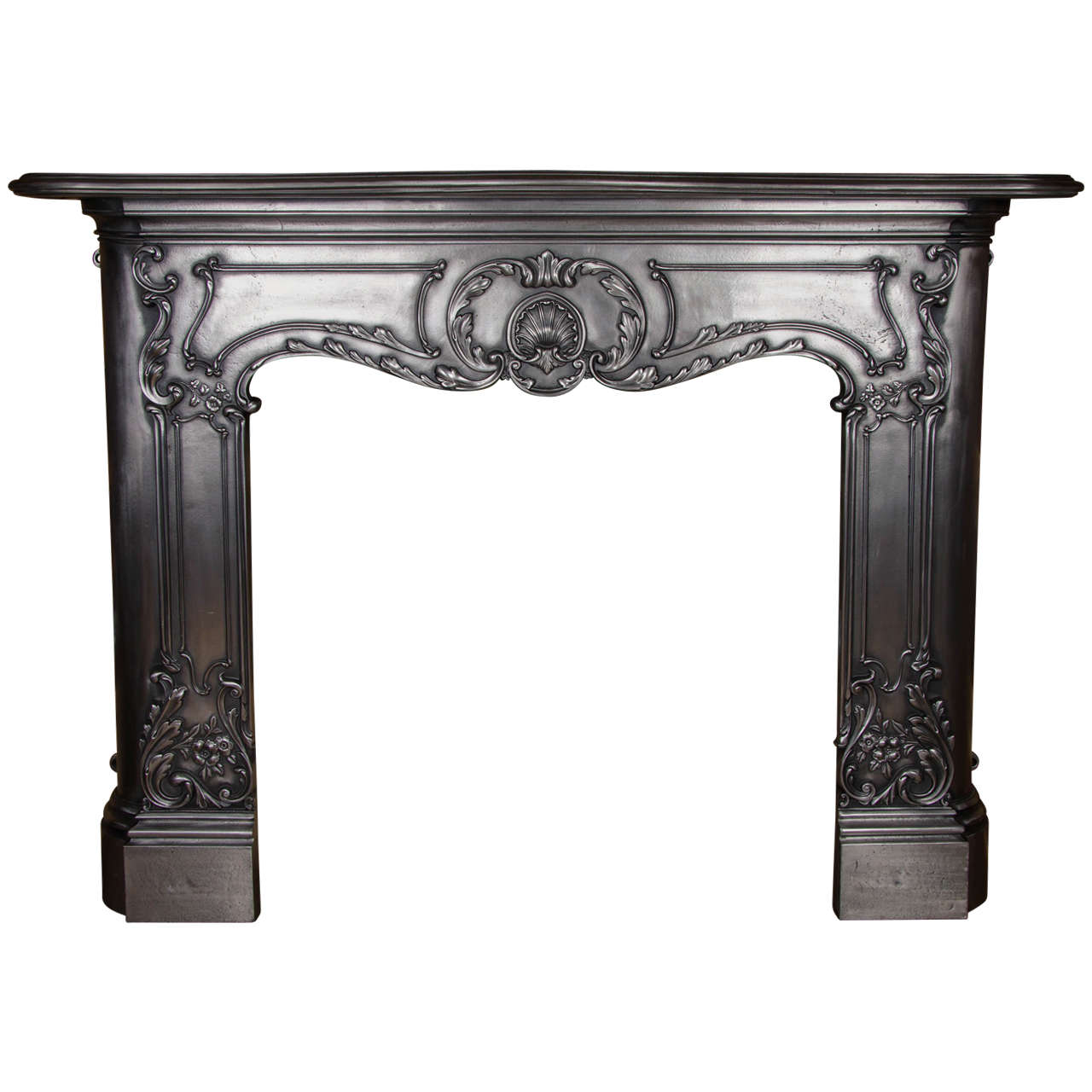 Louis XV Style Polished Cast Iron Fireplace Surround