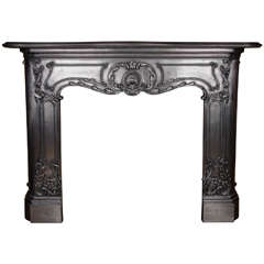 Vintage Louis XV Style Polished Cast Iron Fireplace Surround