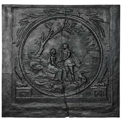 Antique Early 18th Century Cast Iron Fireback