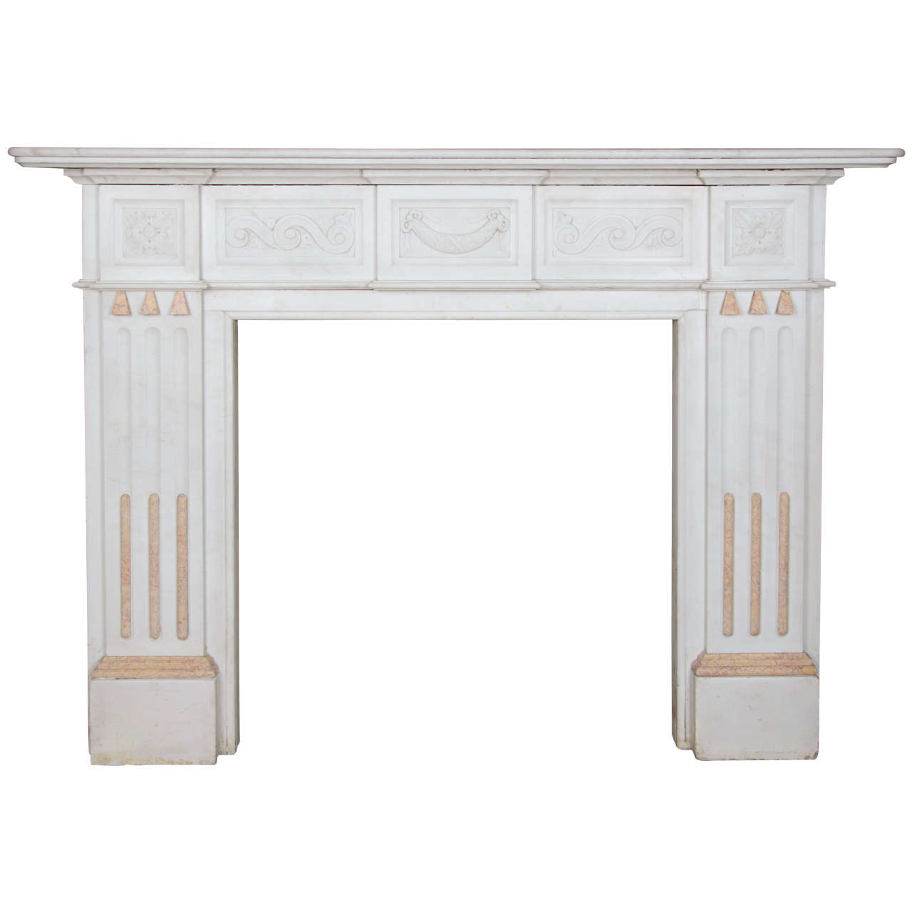 Superb Antique Victorian Statuary Marble Fireplace Surround For Sale