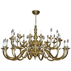 Large Dutch, Baroque Style, Thirty-Two Light Brass Chandelier