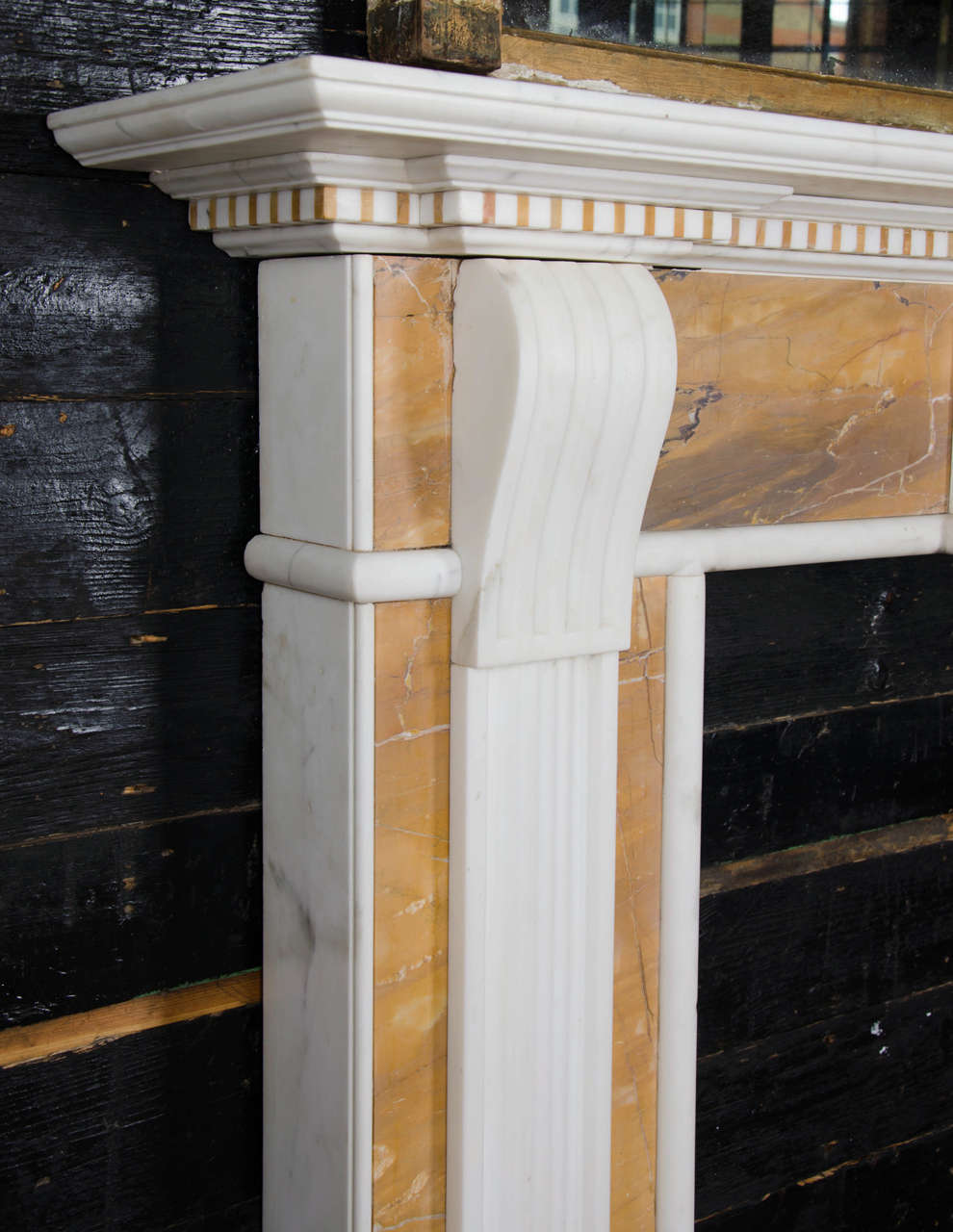 20th Century Georgian Style Statuary and Sienna Marble Fire Surround For Sale