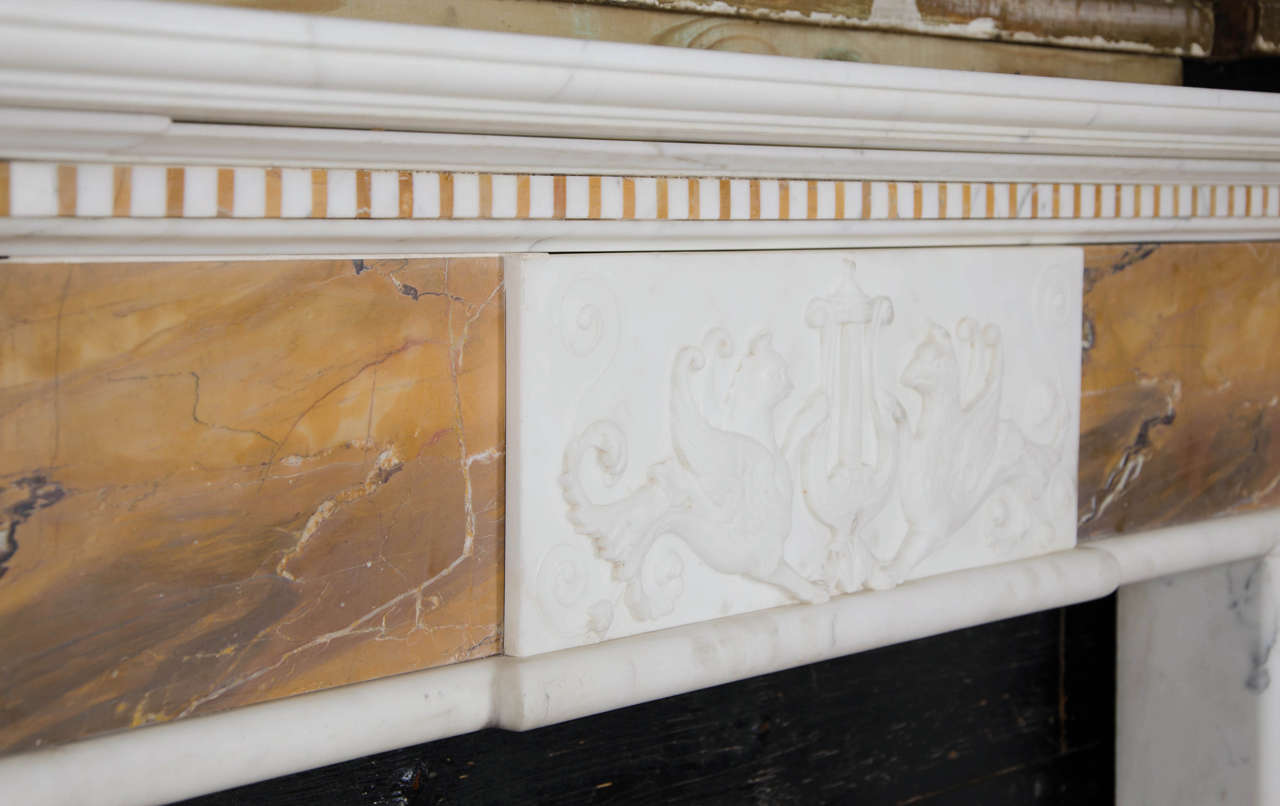 Georgian Style Statuary and Sienna Marble Fire Surround For Sale 1